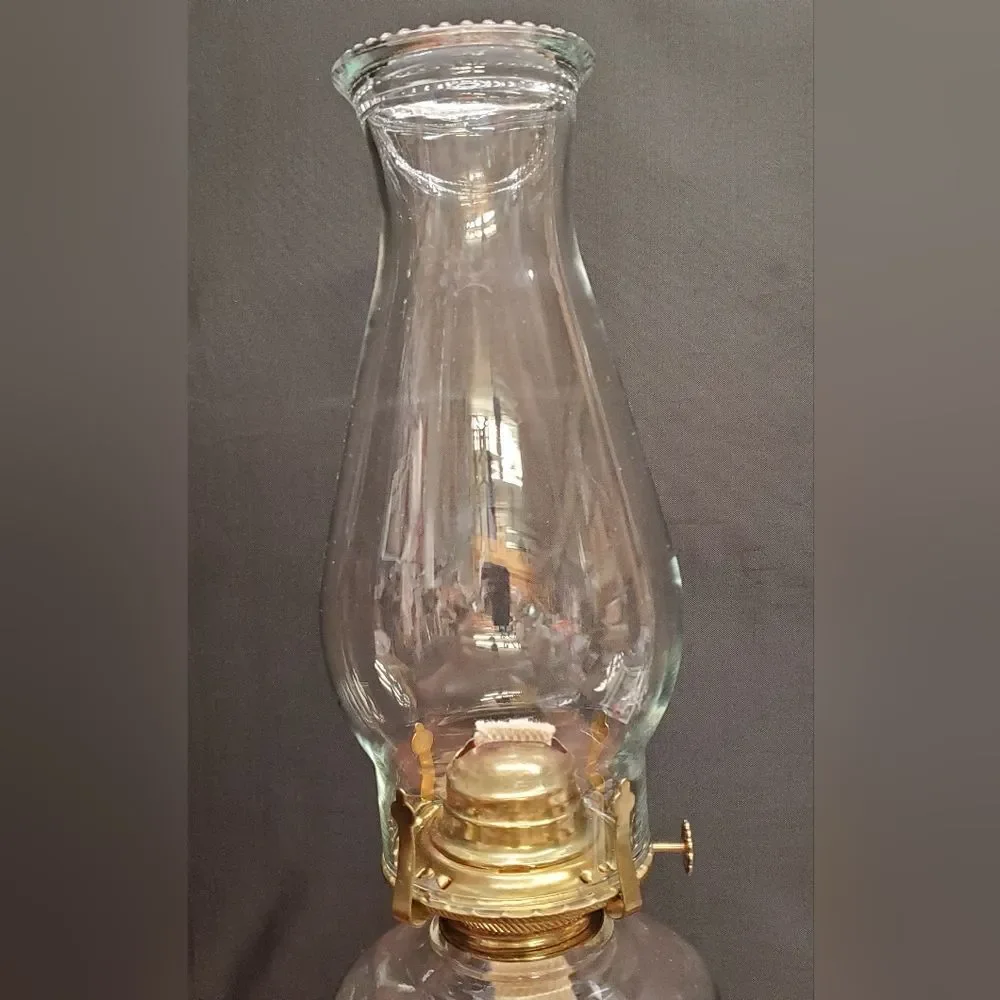 Vintage Lamplight Farms Clear Glass Hurricane Oil Lamp New Wick